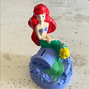 Vintage Collectible 1990s Disney Little Mermaid Coin/ Piggy Bank Ariel Flounder